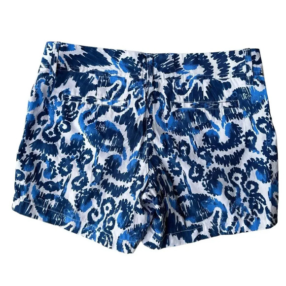 Lily Pulitzer The Callahan Short Blue White Abstract Floral Paisley Print Size 6 - Picture 2 of 8